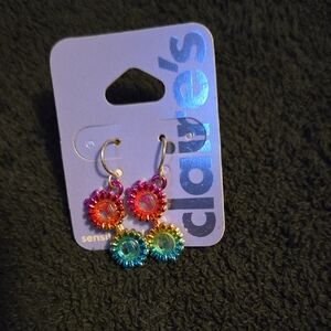 Claire's Multicolor Flower Hoop Earrings